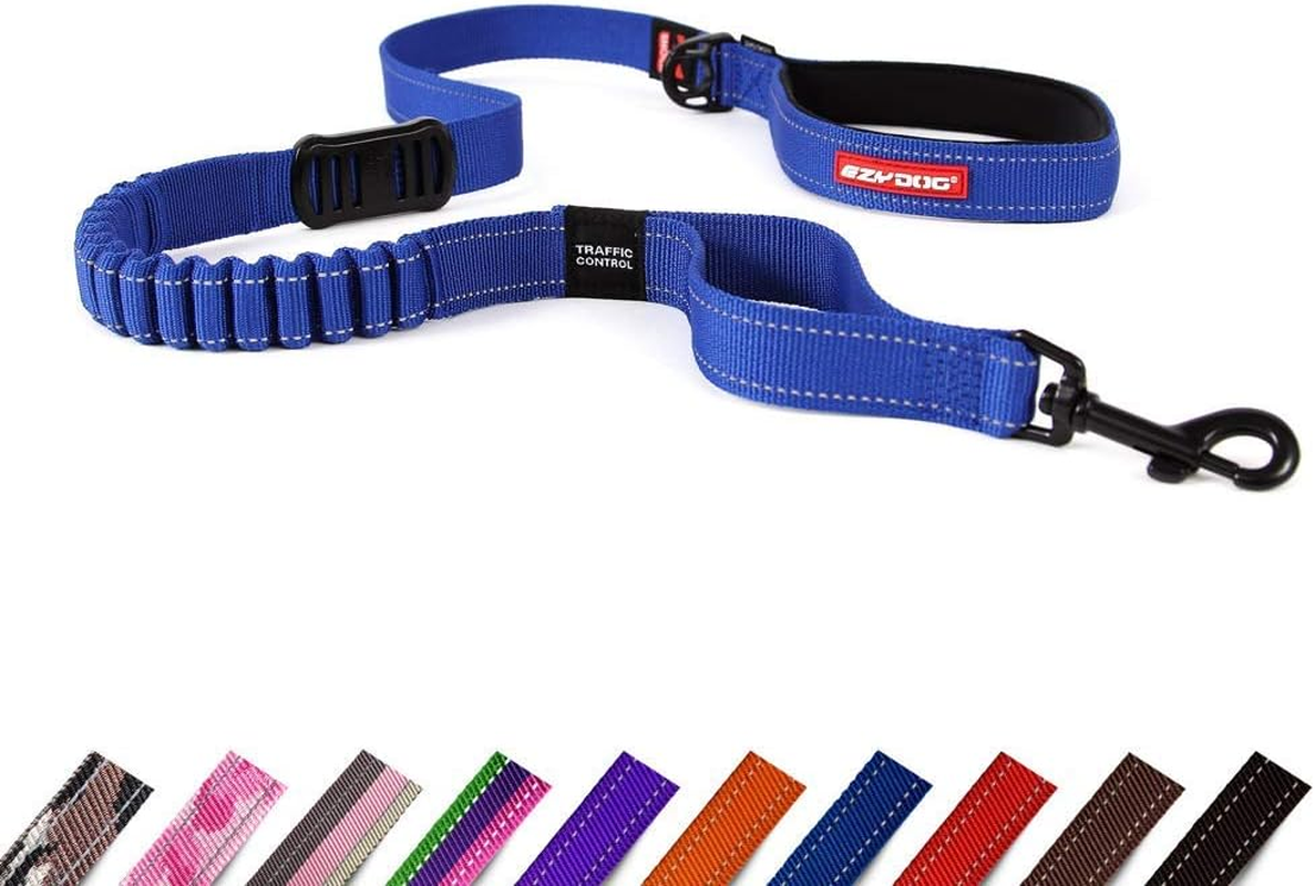 Ezydog Zero Shock Dog Leash 25" - Shock Absorbing Lead for Dogs, Reflective, Neoprene Handle, Soft Nylon Webbing (64Cm, Red)