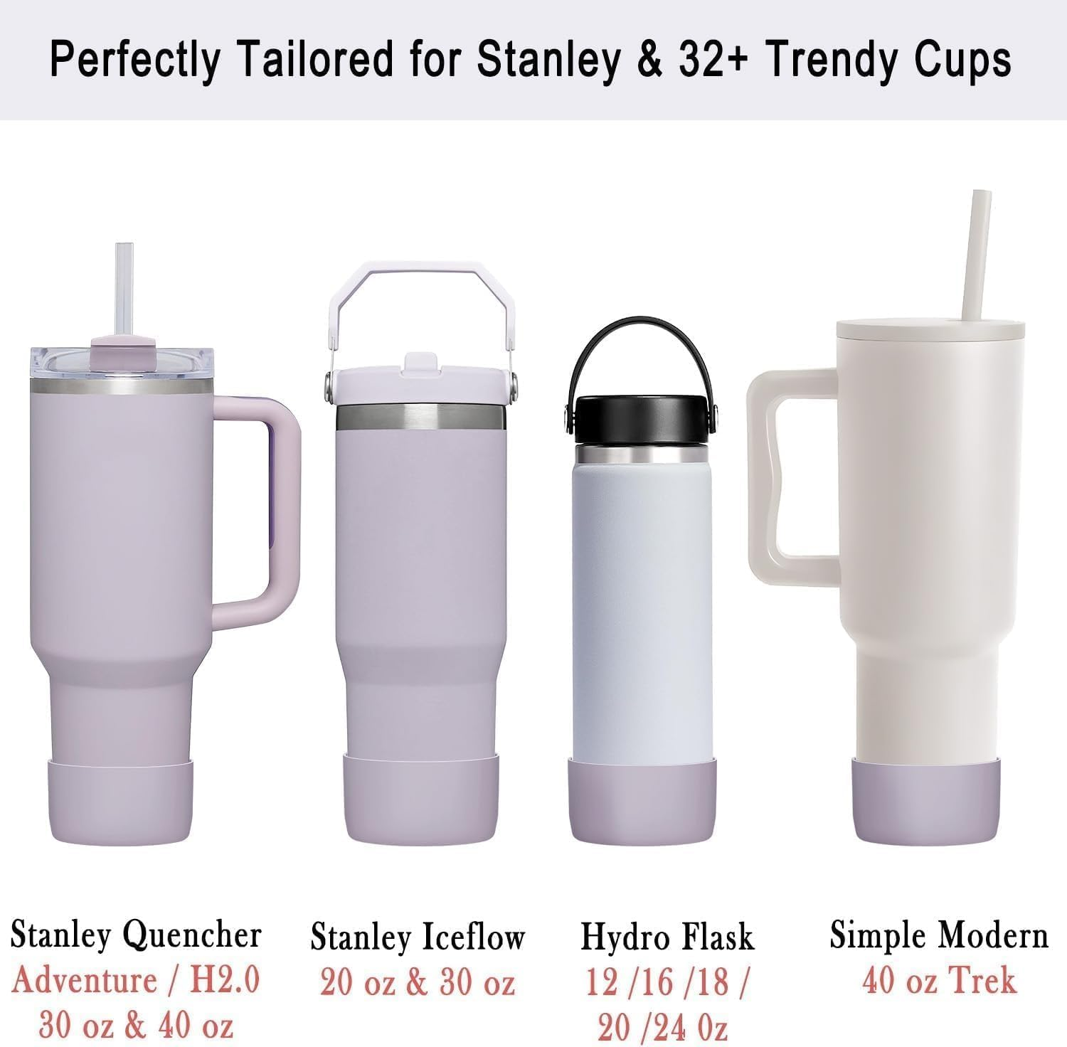 WADY 2-Pack Silicone Boot for Stanley Tumbler 30 40 Oz, Compatible with Yeti, Simple Modern, Owala Water Bottle - Clear image number 3