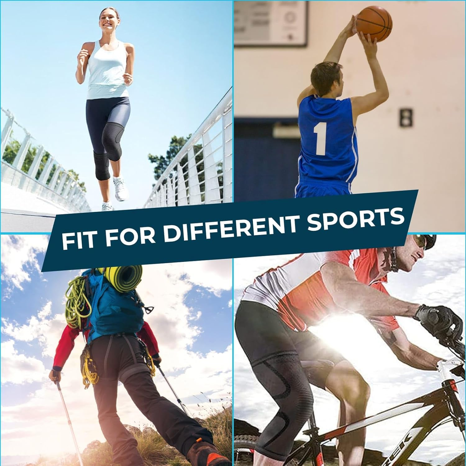 Knee Compression Sleeves &ndash; 2 Pack Non-Slip & Breathable Knee Support for Running, Gym, Cycling, Workouts &ndash; Lightweight & Flexible Fit for Men and Women (Black, M)