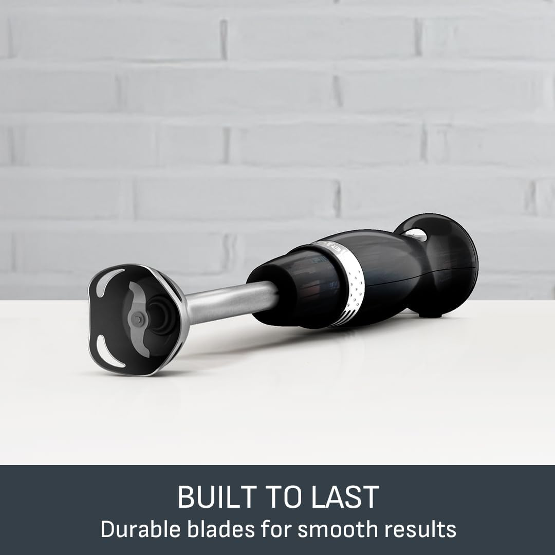 Tefal Soleil Hand Blender Black Collection 2 Speed Pulse 2 Stainless Steel Blades Powerful 450W Splash Guard Base Dishwasher Safe Parts HB4718G0 image number 5