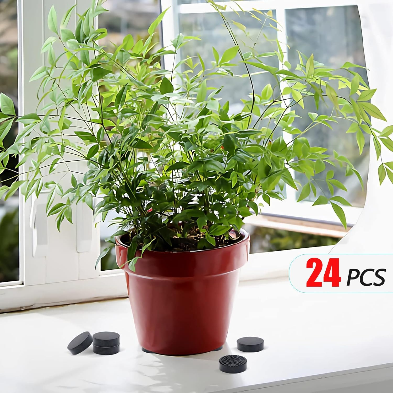 Xinghonyac 24 Pcs Invisible Pot Feet with Enhanced Non-Slip Surface Grip Plant Pots and Flowers, Solid Rubber Flower Pot Riser for Indoor Outdoor, Patios, Decks, Gardens and Floor