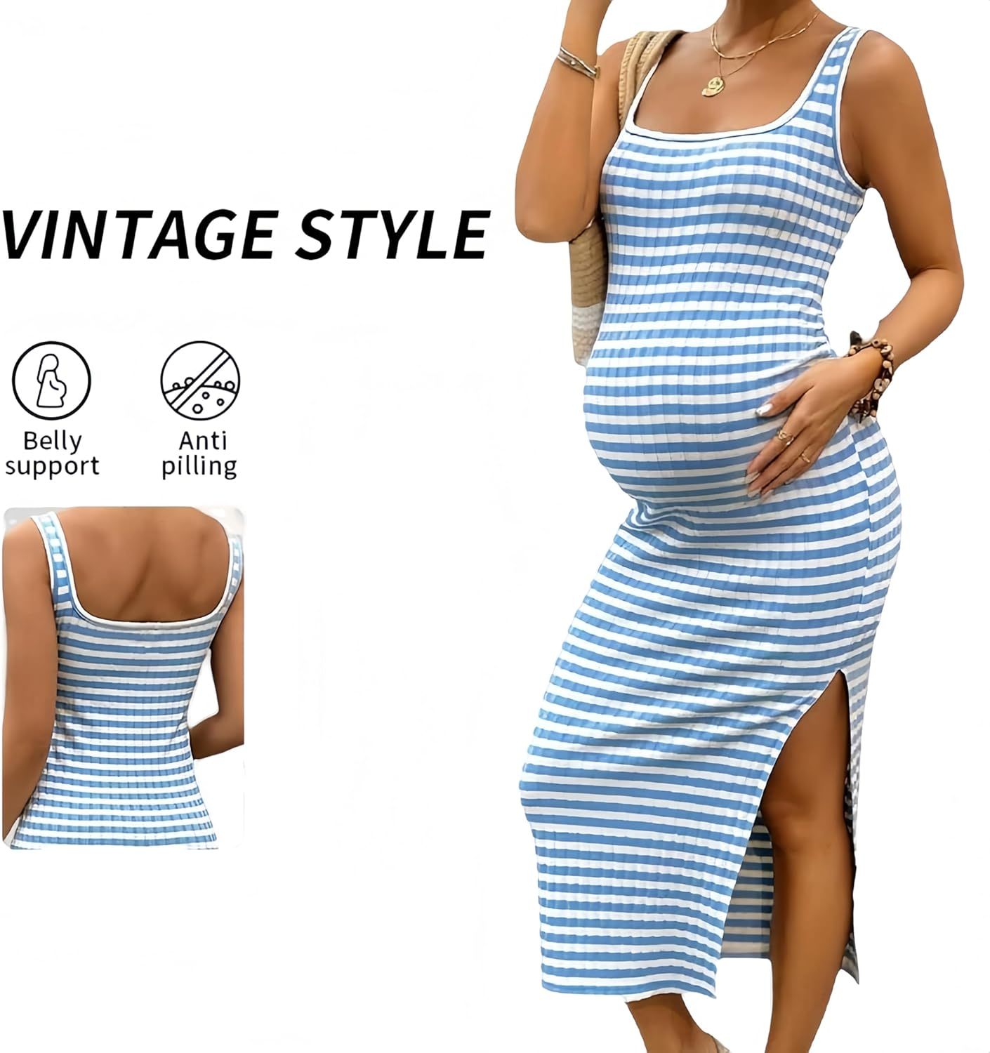 Elasticity,Striped Maternity Dress for Pregnant Women - Comfortable Stylish Dress for Women image number 3