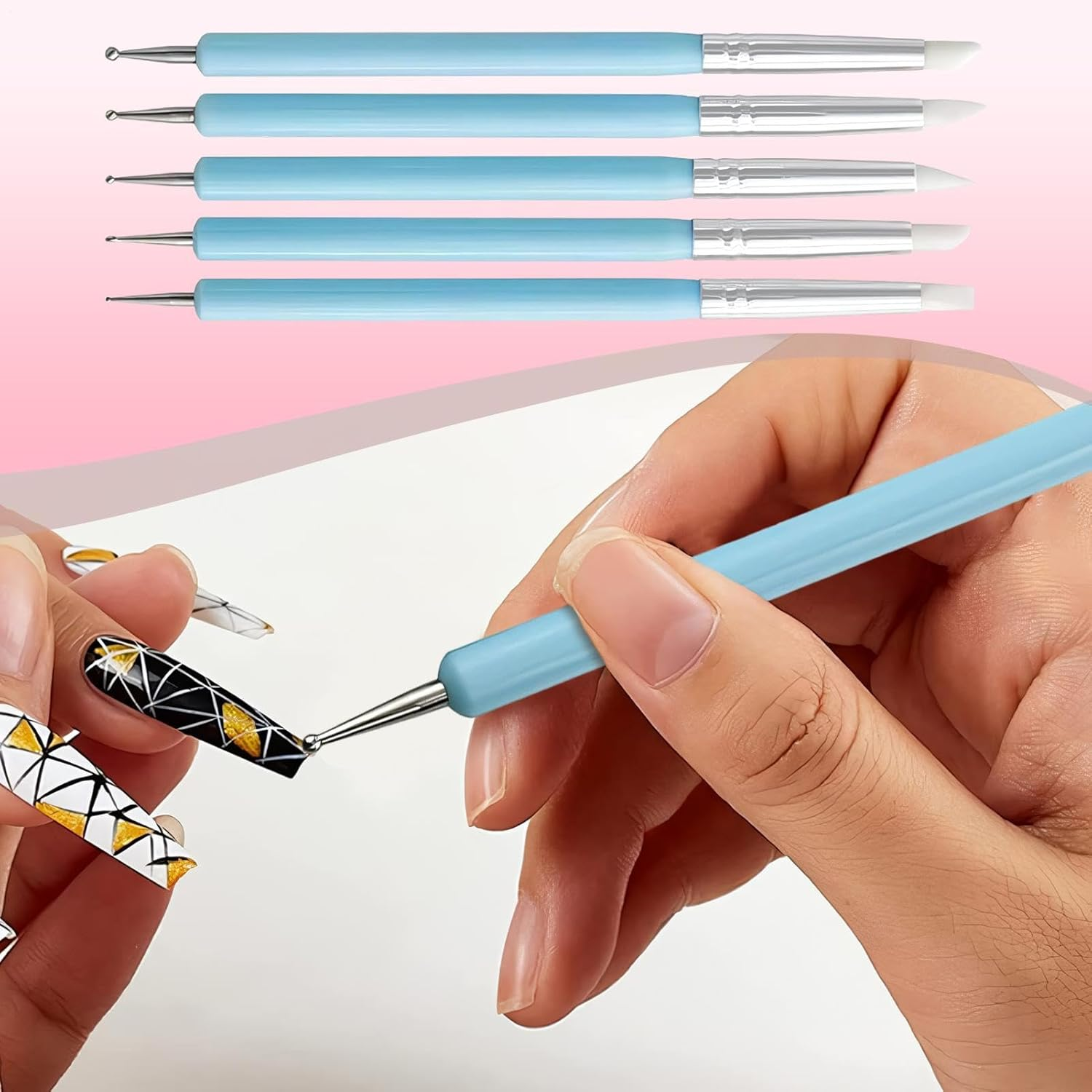 Clay Sculpting Tools, Double Tipped Nail Pen Silicone Clay Sculpting Tools - Ceramic & Pottery Pens, Beauty & Personal Care for Birthdays, Holidays, Housewarming image number 2