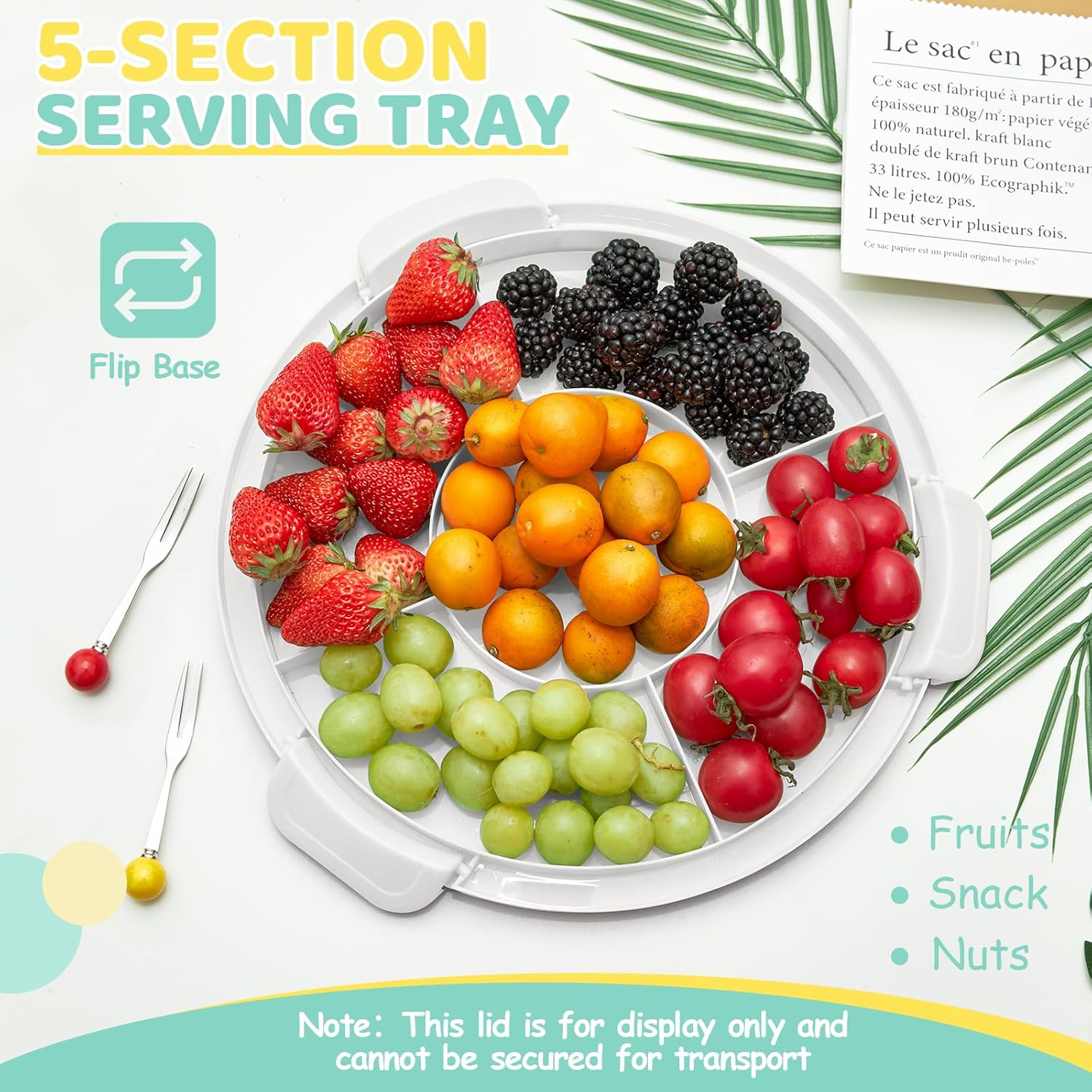 Ohuhu Cake Container, Cake Carrier with Lid and Handle Bpa-Free Cake Holder for 10 Inch Cake with 2 Handles Cupcake Carrier - Plastic Cover Two Sided Base for Transport Pies Nuts Fruit image number 2