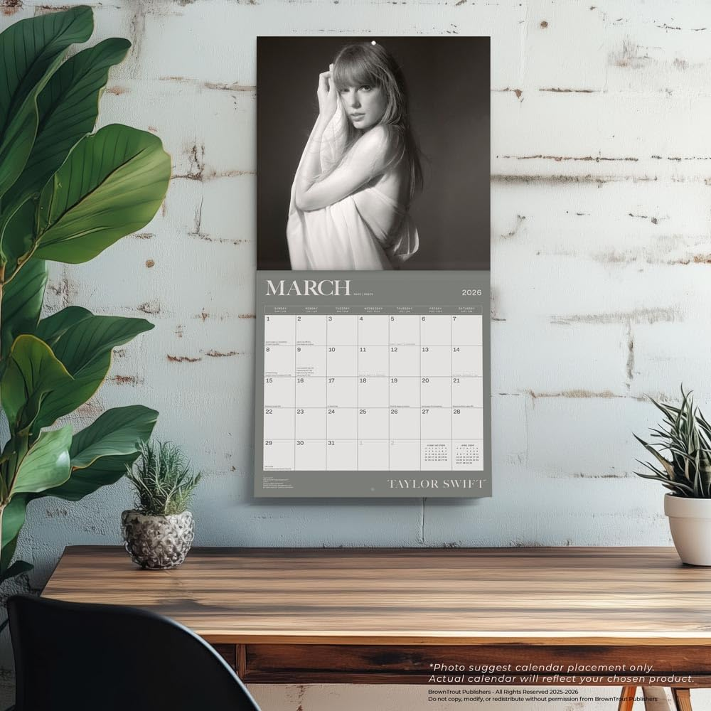Taylor Swift Official 2026 12 X 24 Inch (Hanging) Monthly Square Wall Calendar Plastic-Free image number 2