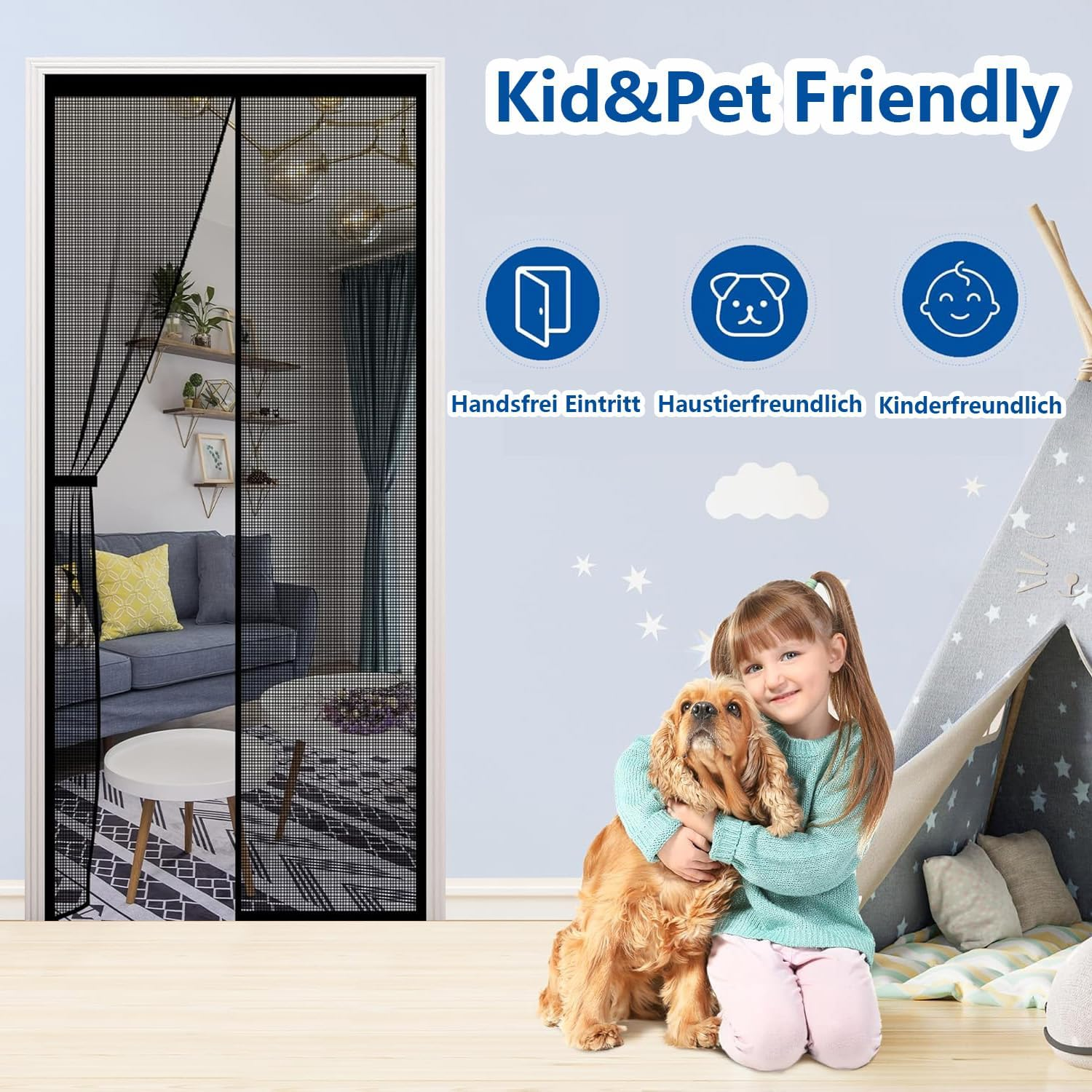 XCMVCN Magnetic Fly Screen Balcony Door, 65 X 190 Cm, Fly Screen Door, Magnetic Insect Protection, Easy Adhesive Mounting, No Drilling, for Balcony Door/Patio Door, Black image number 5