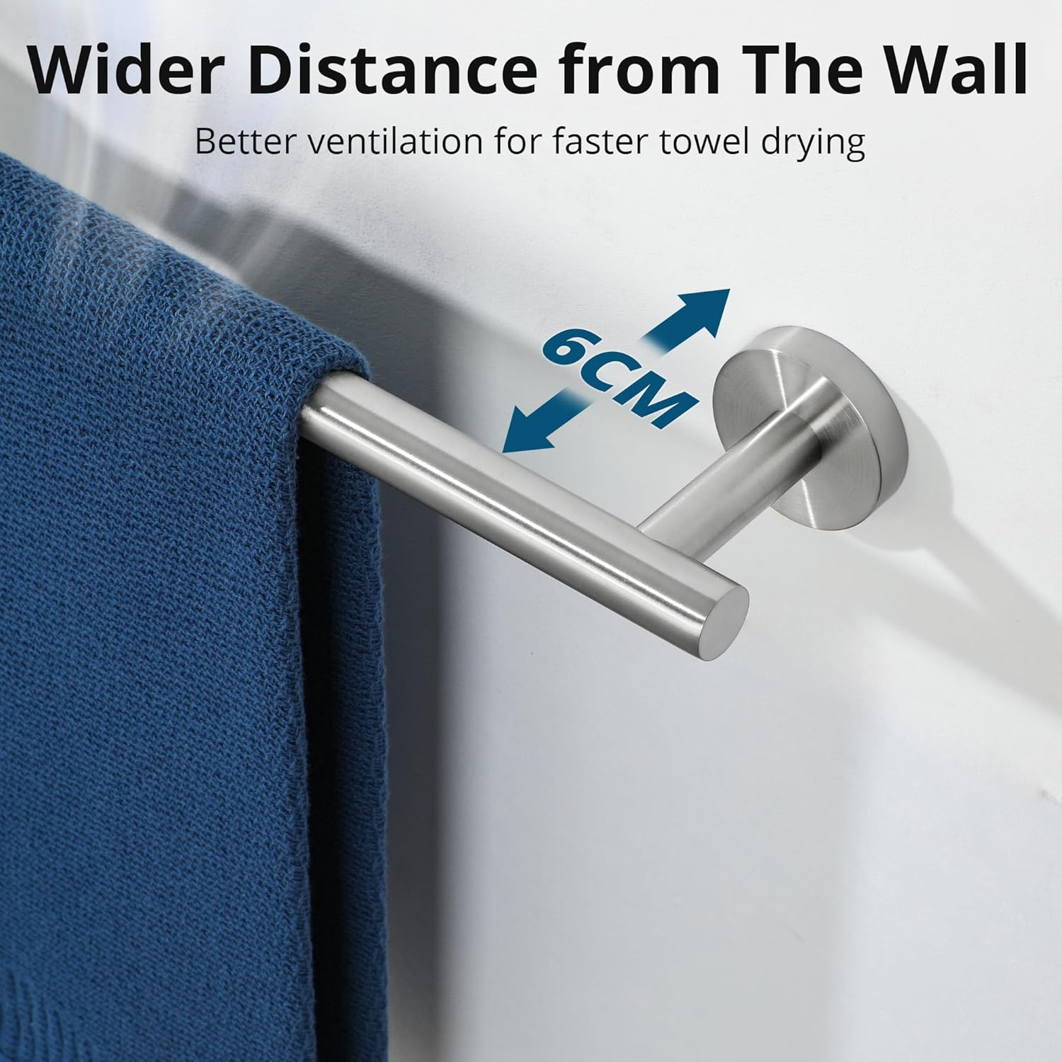 SAYAYO Towel Bar for Bathroom, 24 Inch Towel Rack Hand Towel Holder Rustproof Stainless Steel Brushed Nickel 60CM, Wall Mount (21 Inch Hanging Length) image number 1