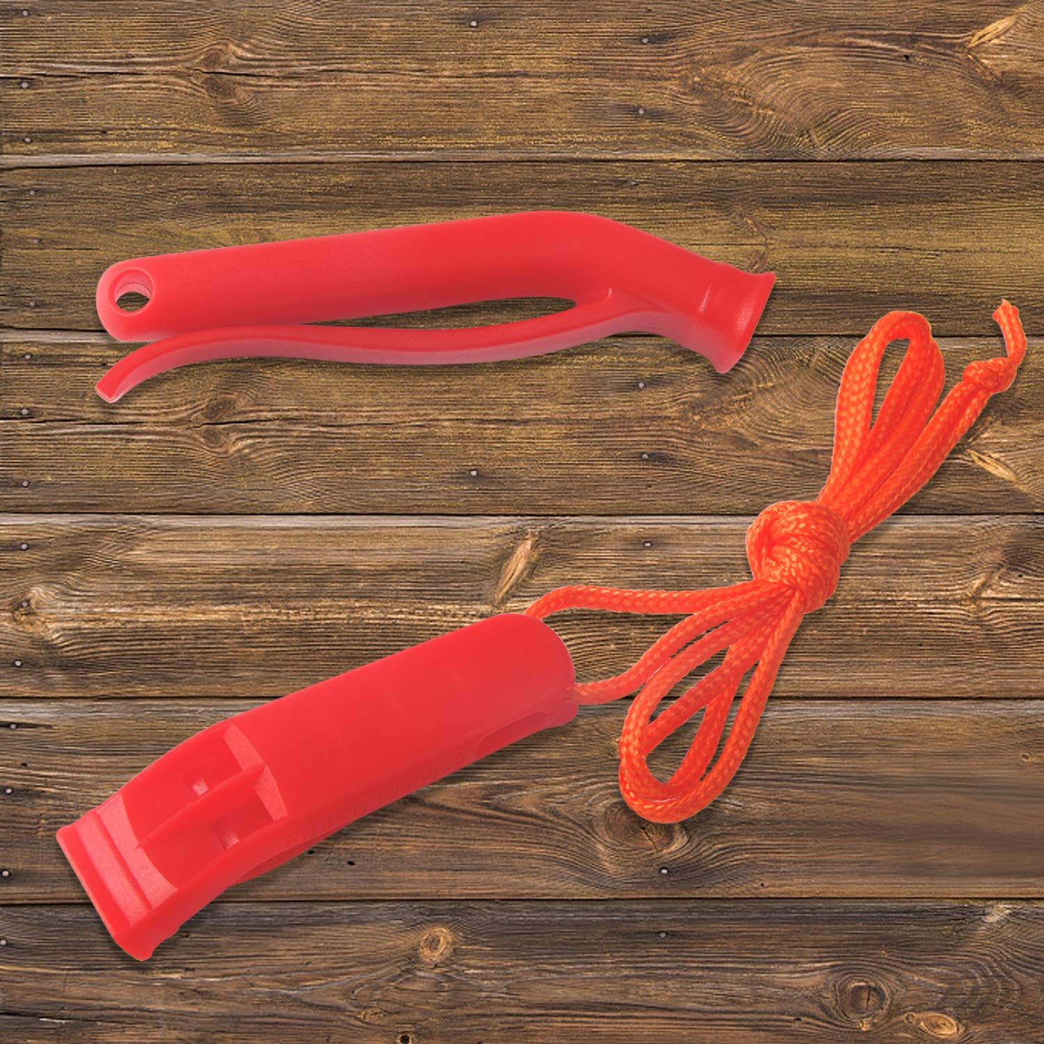 AUGSUN 10 Pcs Safety Whistle Marine Whistle Plastic Whistles with Lanyard for Emergency - Orange image number 4