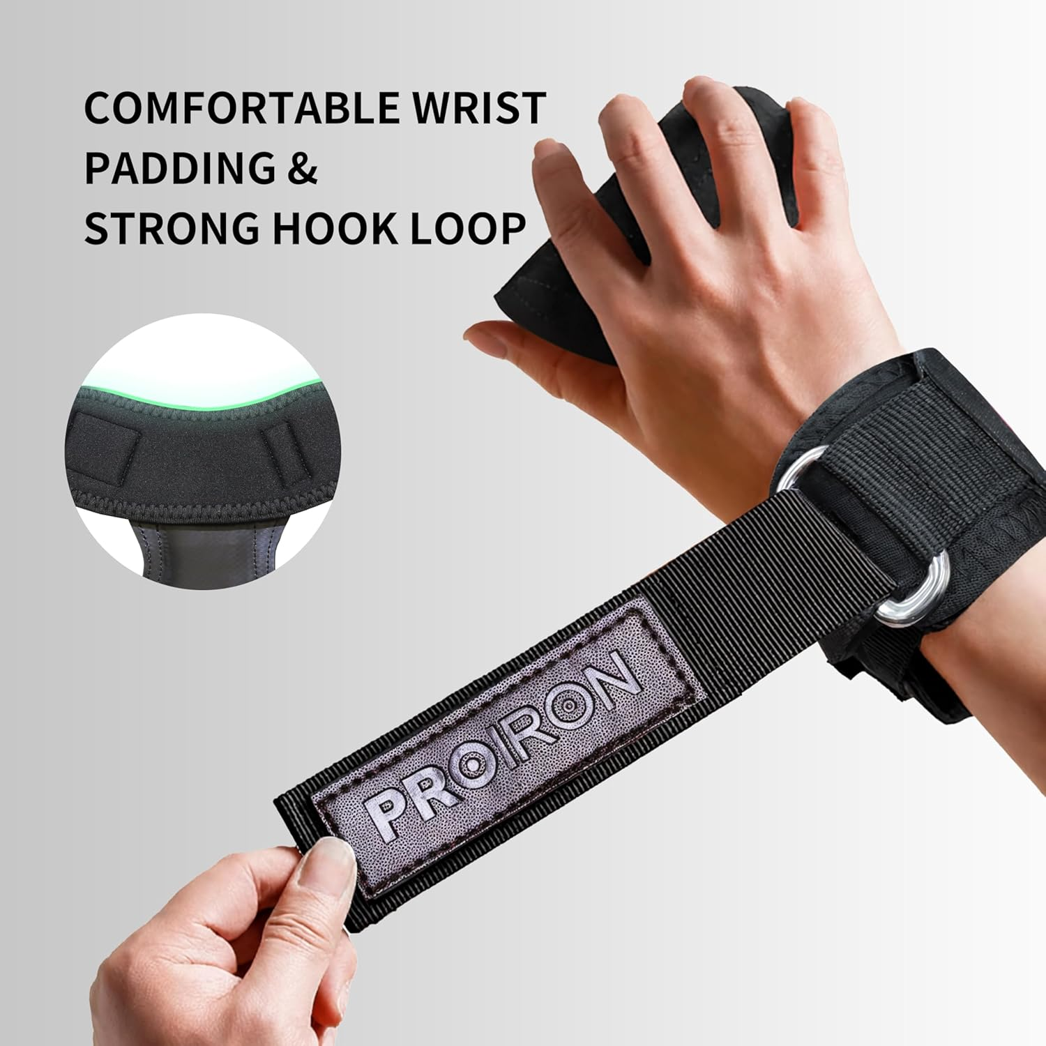PROIRON Weight Lifting Wrist Straps(Pair) Rubber Weightlifting Wrist Strap Heavy Duty Power Wrist Straps Hand Grip Support for Deadlifts, Pull Ups, Shrugs - Gym Grips for Men and Women image number 2