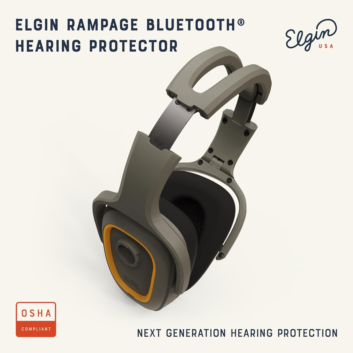 Elgin Rampage Bluetooth Hearing Protection Headphones, OSHA Compliant 25 Db Noise Reduction Safety Ear Muffs with Noise Cancelling Mic, 40+ Hour Battery, Ear Pro for Work, Lawn Mowing, Construction image number 6