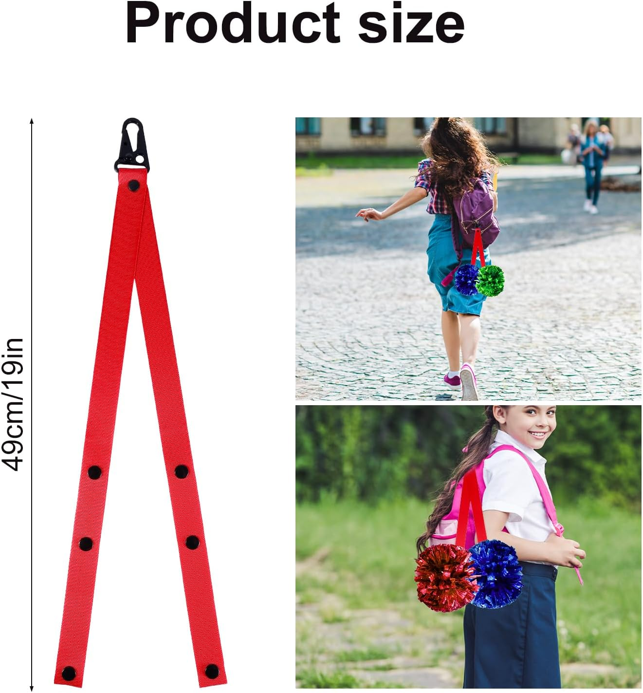 Gosknor Cheer Bow Holder, 19 Inch Cheerleader Pom Pom Holder Red Pom Holder for Cheerleading Pom Poms Cheerleading Accessories (Without Poms) image number 2