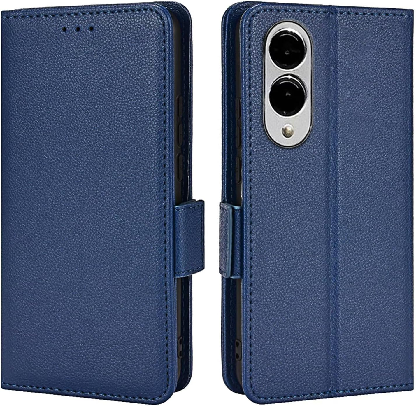 Topme Leather Case for Samsung Galaxy S25+ / Samsung Galaxy S25 plus (6.7 Inches), [Simple Phone Case with Lychee Pattern] - Dark Blue