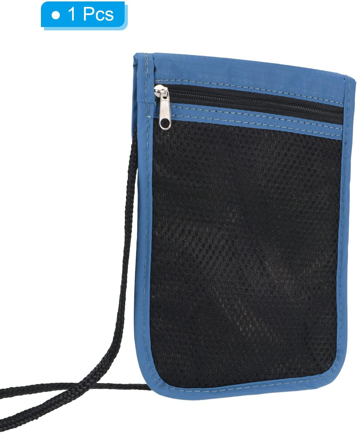 Uxcell Neck Wallet Travel Pouch, Passport Holder RFID Blocking Waterproof Neck Pouch Nylon Travel Document Organizer for Women & Men, Blue image number 5