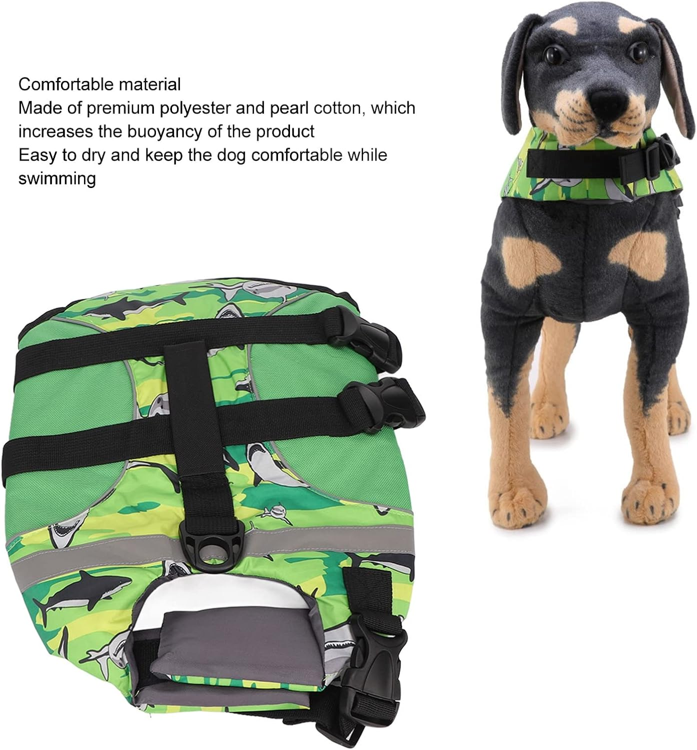 Dog Life Jacket, Adjustable Dog Floatation Swimming Vest with Reflective Strip, Dog Floatation Vest Safety Preserver with Strong Handle for Boating Swimming(L) image number 6