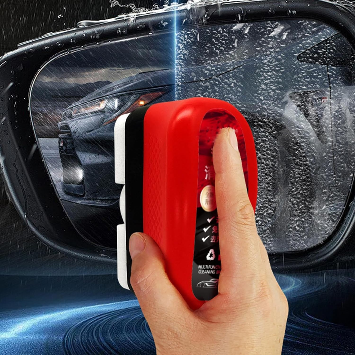 Automotive Oil Film Cleaning Brush | Oil Film Remover for Windshield and Window Cleaning | Hydrophobic Anti-Fog Window Cleaner Care Tool for Sedan SUV RV Minivan Rear View Mirror Shower image number 3