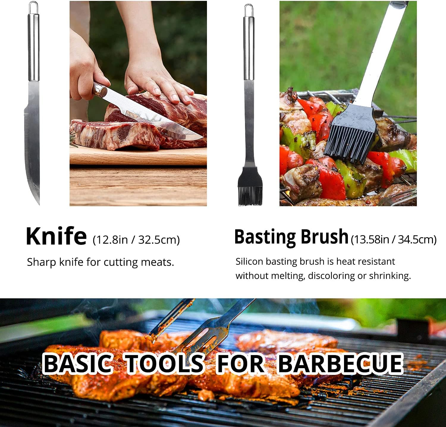 Barbecue Cutlery Set Professional Barbecue Accessories Grill Tool with Easy to Carry Bag for Men Gift (9 Pieces) image number 1
