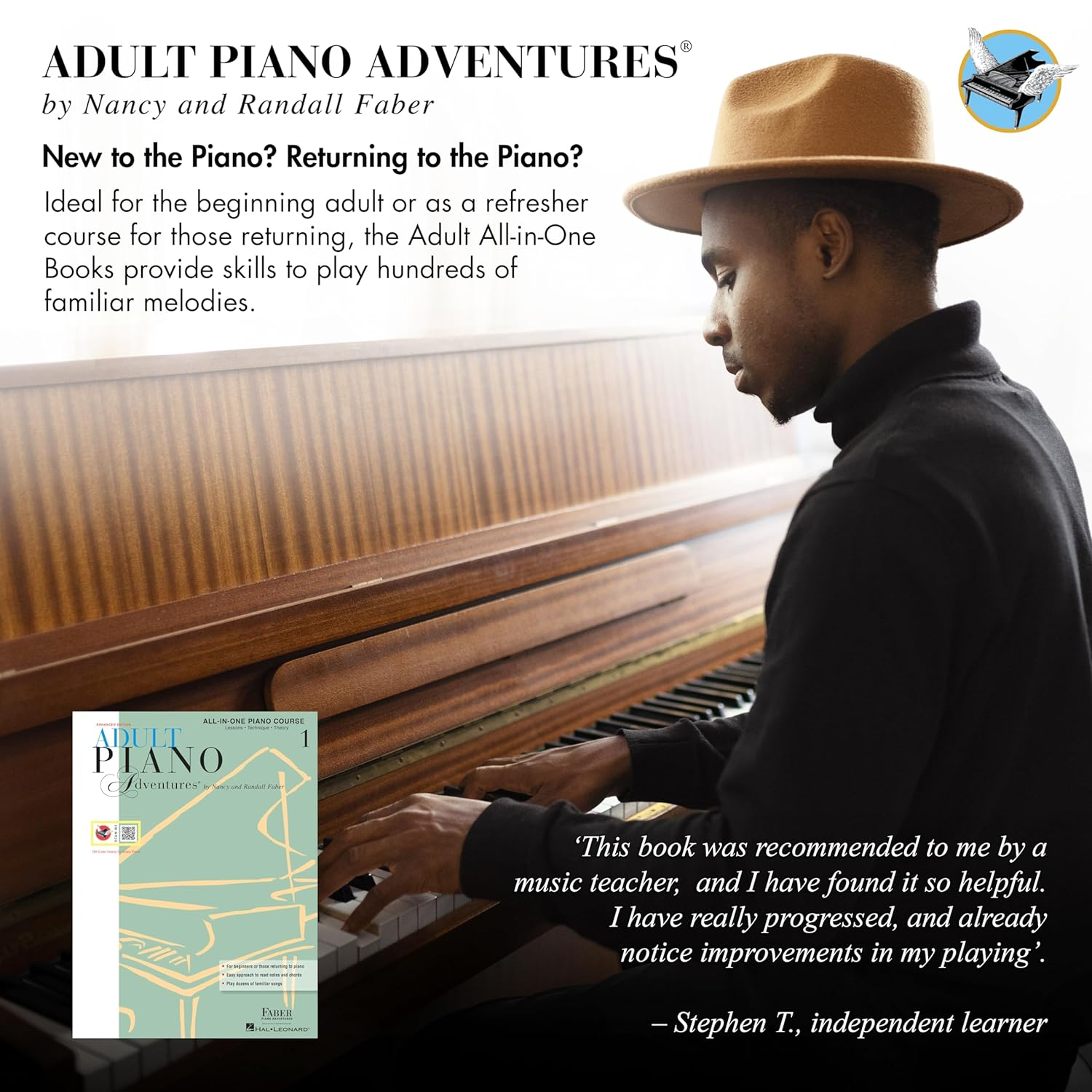 Faber Piano Adventures Adult Piano Adventures Adventures All-In-One Lesson Spiral Ringed Book 1: Book with Media Online image number 3