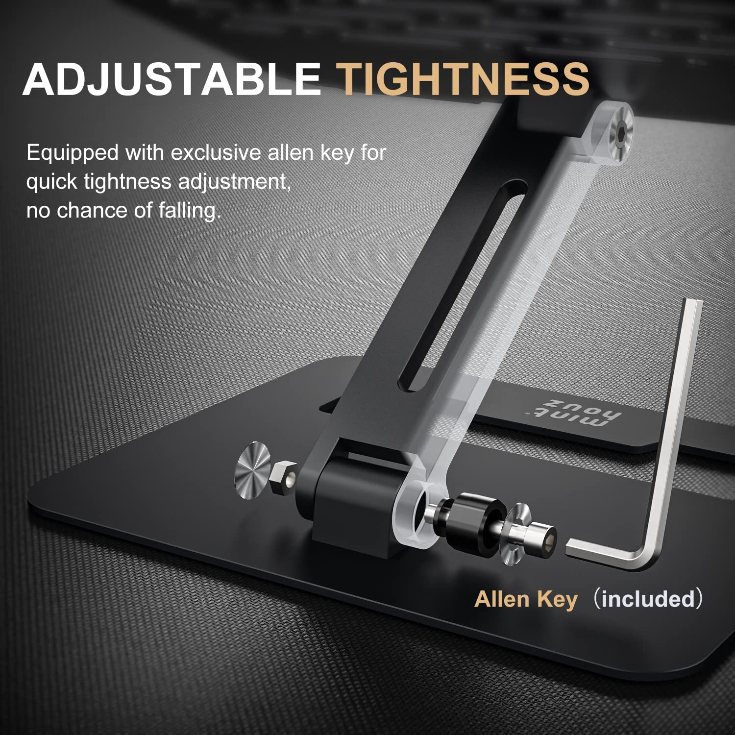 Foldable Laptop Stand, Minthouz Foldable Ventilated Aluminum Computer Riser with Heat-Emission Holes, Ergonomic Height Angle Adjustable Compatible with Macbook Pro/Air, All Laptops 10-17 Inch(Black) image number 4