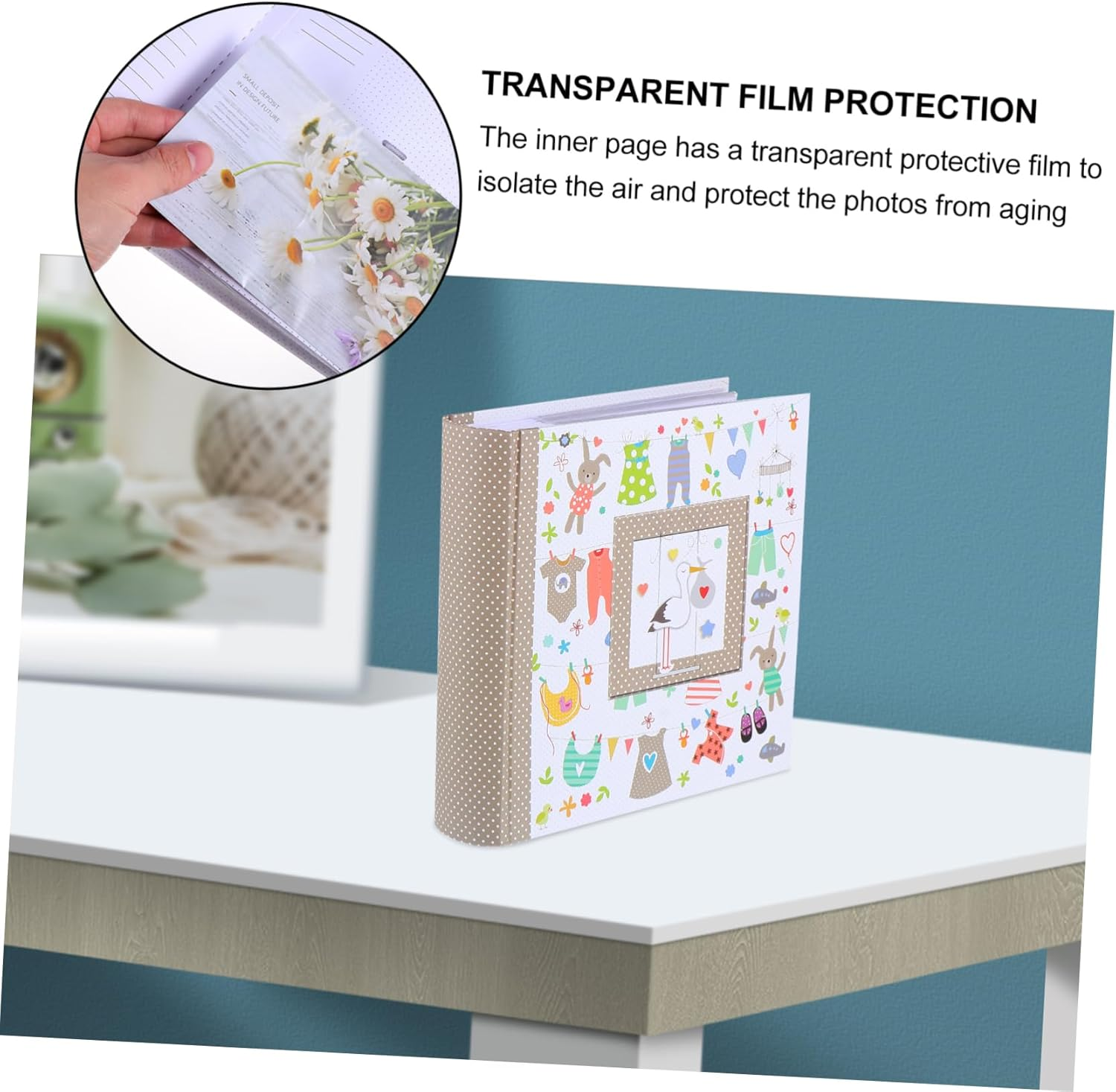 1Pc Cartoon Album Photo Album Book Large Cute Large Capacity Photo Book Picture Collector Paper Khaki image number 3