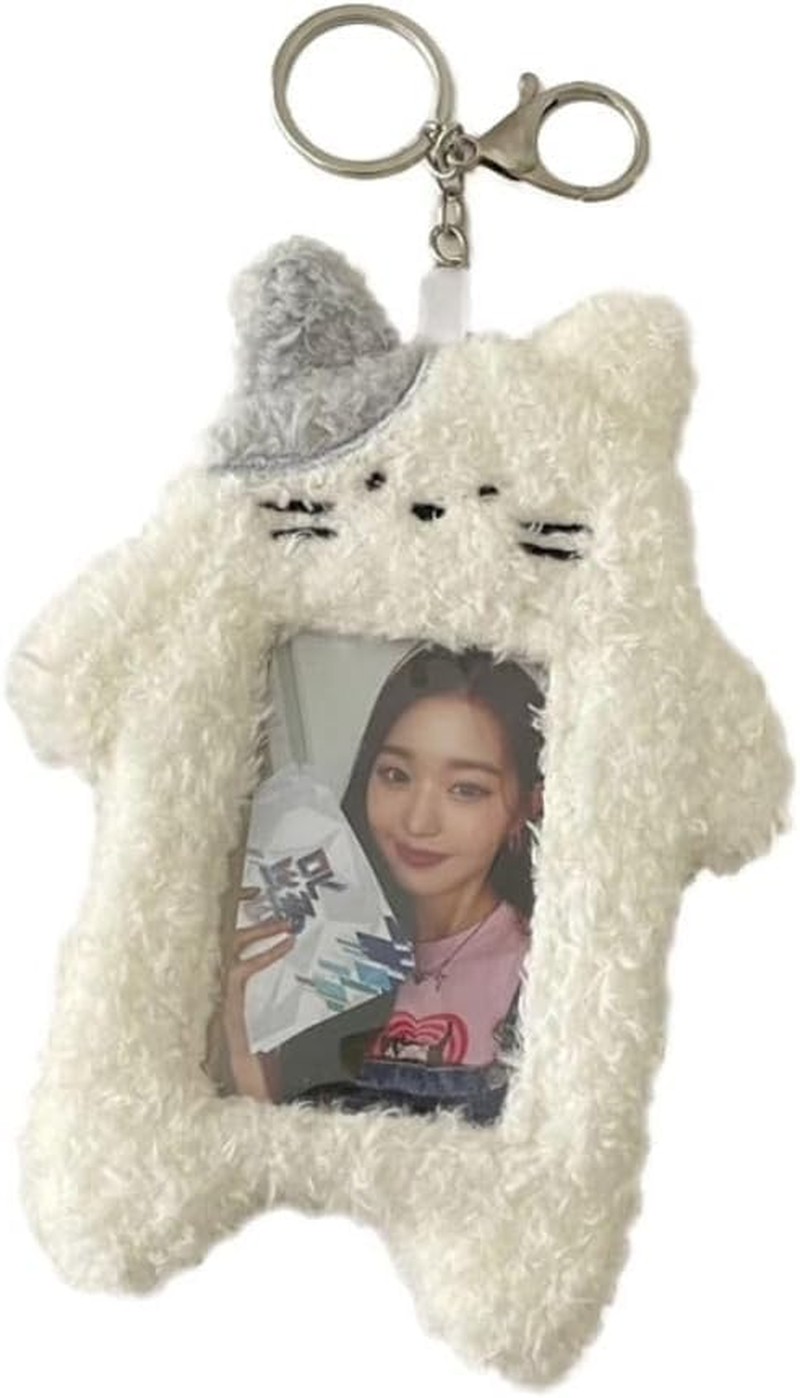 Juroicessry 1Pc White Photocard Holder,Cartoon Plush Photocard Holder Outdoor Girl Korean Style ID Card Cover Protective Case Card Sleeve Student Rabbit Identification Badges Supplies image number 2