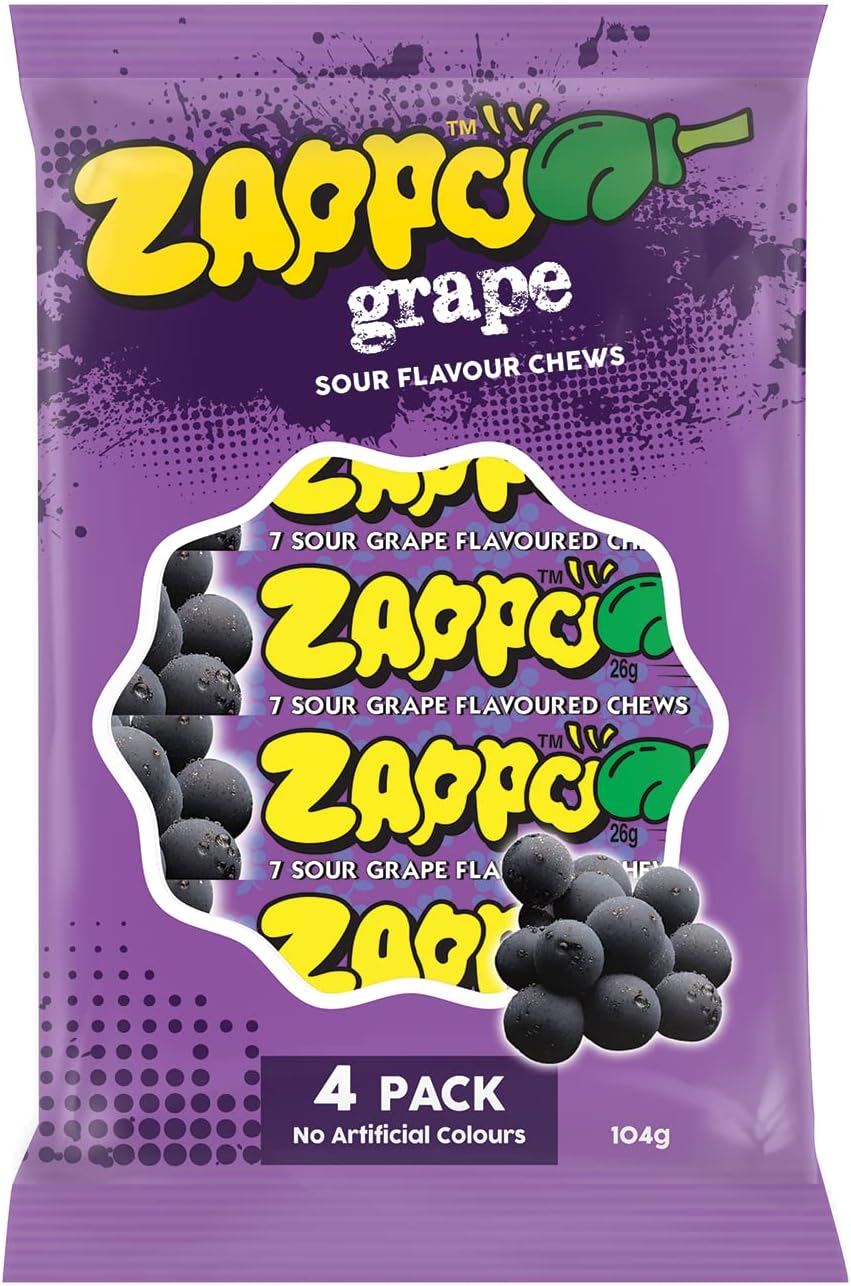 Zappo Sour Grape Chews 4 Pack 104 G Easy Portion Sticks for Lolly Bags image number 5