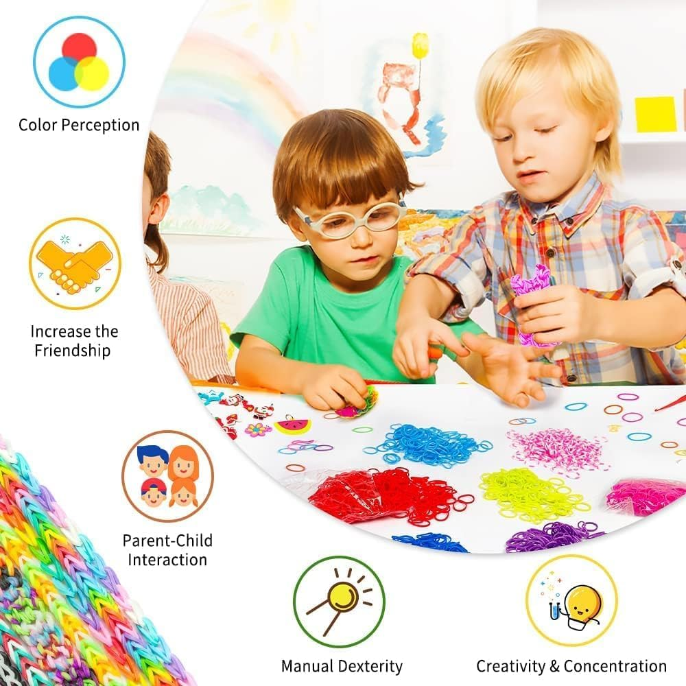 Inscraft 2600+ Loom Bands Kit，Friendship Bracelet & Jewellery Making Kit with 28 Colours, 100 Clips, 152 Beads, 20 Pendants, Rubber Bands for DIY Bracelets, Kids Crafts, and Creative Gifts image number 1