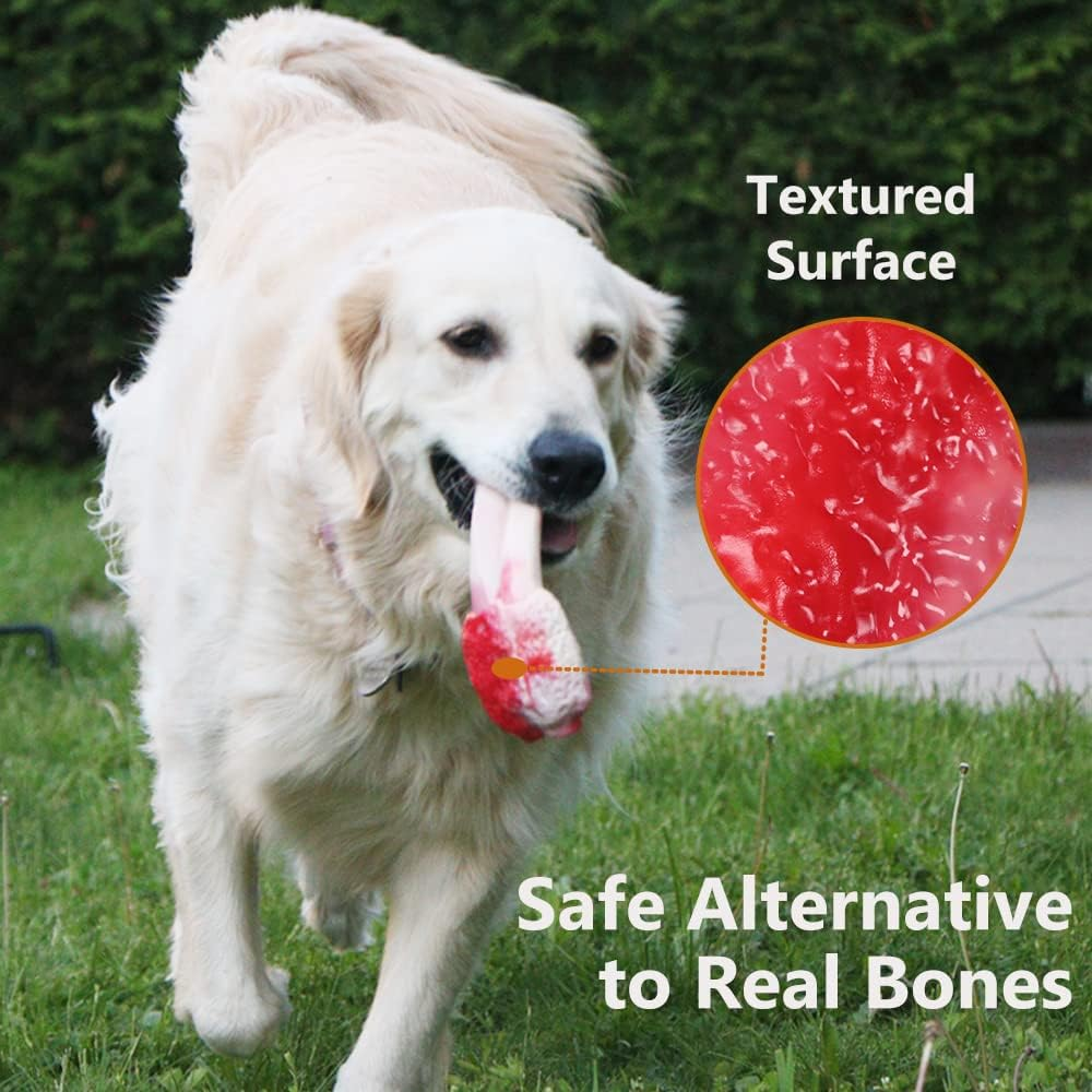 Durable Dog Chew Toy for Aggressive Chewers, Indestructible Nylon Teething Bone Bacon Flavor for Large Medium Breed