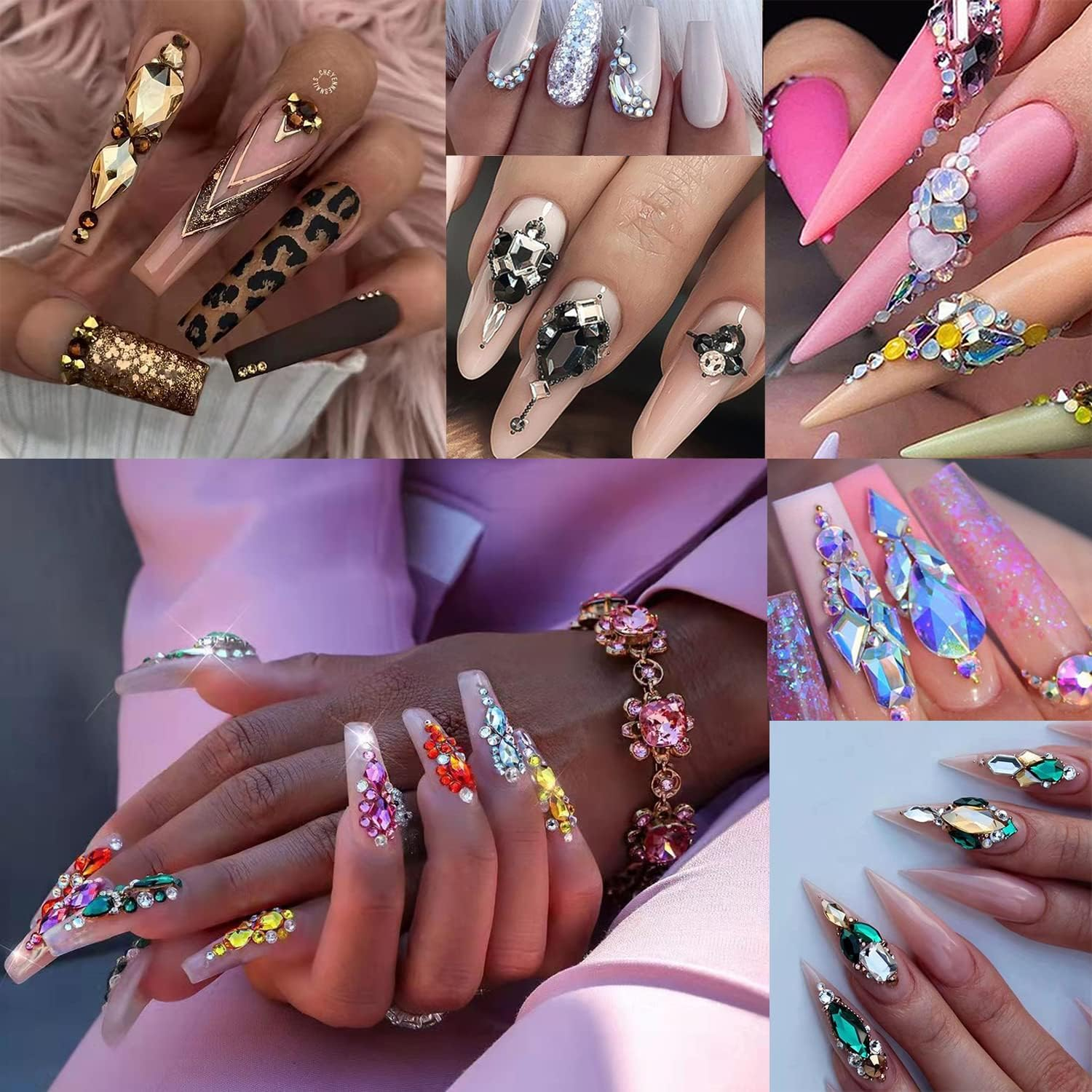 BELICEY Pink Crystal Rhinestones for Nails Kit Shiny Nail Stones Gems Multi Size Shape Nail Art Rhinestones Glass Flatback Diamonds Gems for Nail Jewels DIY Clothing Crafts Jewelry Accessories - Red image number 2