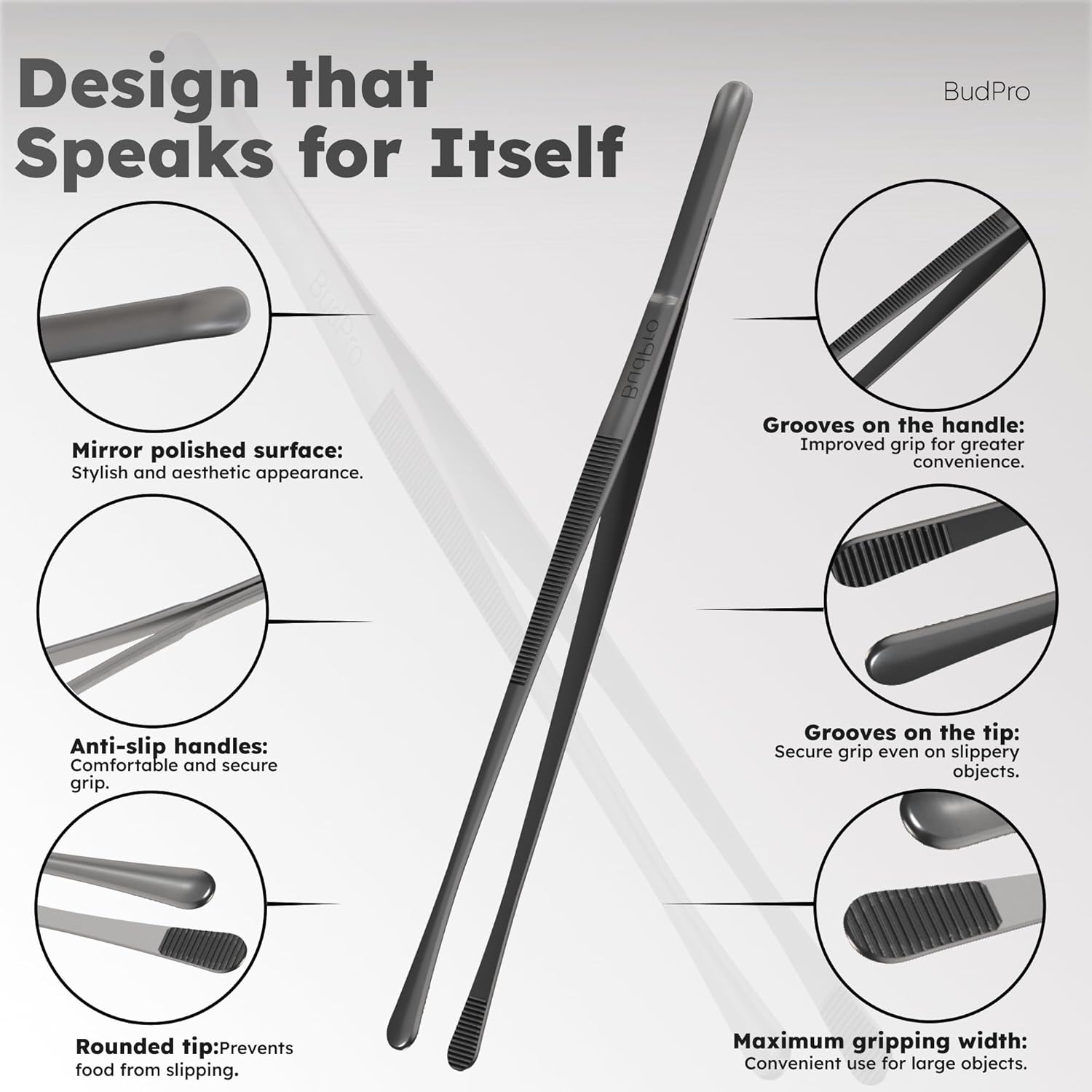 Budpro Black Hookah Tongs Long 12" High Quality Coal Tongs for Hookahs, the Longest You'Ve Ever Had image number 6