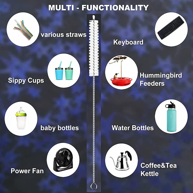12 Inch Extra Long Straw Cleaner Brush, 12 PCS 12Mm Diameter Extra Wide Straw Brush Set for Long Straws for 40/30/20 Ounce Mugs,Scholastic Cups,Drinking Straws,Jug Tubes or Hummingbird Feeders, Etc. image number 6