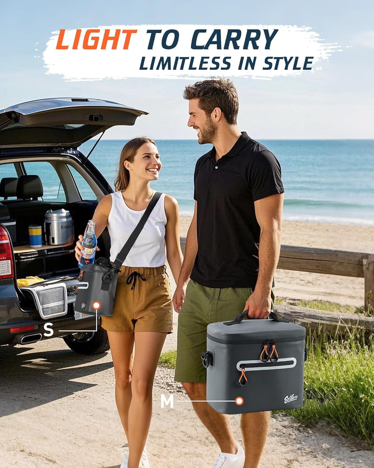 Soft-Sided Cooler Bag, 7/16/30 Can Portable Ice Chest Box, Waterproof, Leak-Proof, Insulated Cooler for Lunch, Beach, Drink, Beverage, Travel, Camping, Picnic