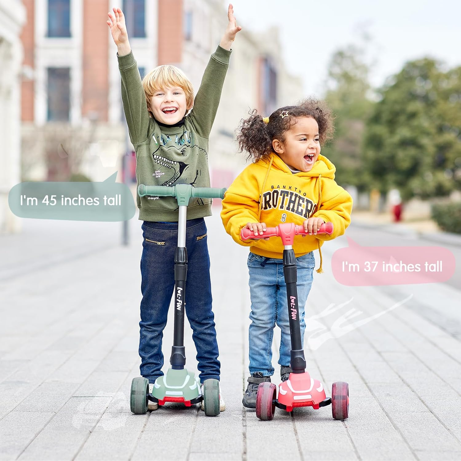 LOL-FUN Toddler Scooter for Kids Ages 3-12 Years Old Boy Girl with 3 Wheel LED Lights, Extra-Wide Childrens Foldable Kick Scooter Kids Ages 3-5 with 4 Adjustable Height and Lean-To-Steer - Mint Green image number 6