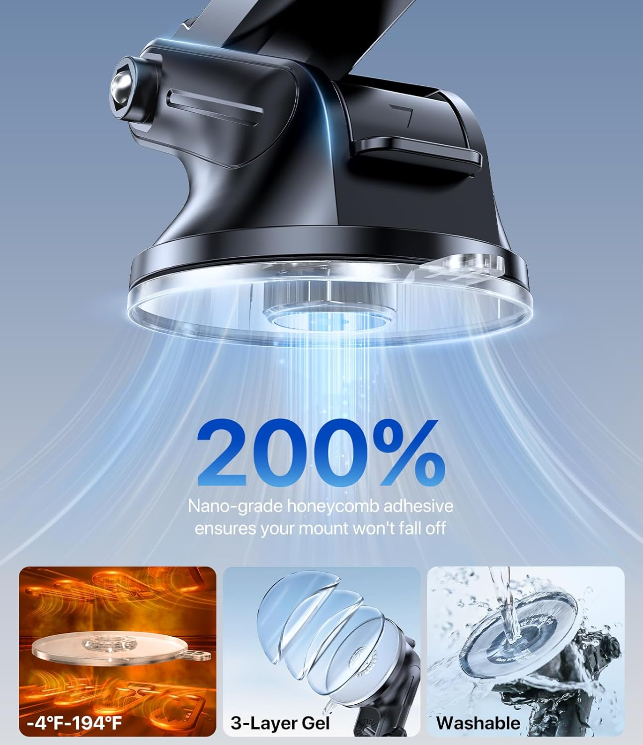 Miracase Car Phone Holder [2025 Strong Suction Cup] for Car Dashboard Windscreen Desk, 3In1 Car Phone Mount 360&deg; Rotatable Stand for Iphone 17 16 15 Pro Max 14 13 12 Samsung All Smartphones in 4.7-7" image number 4