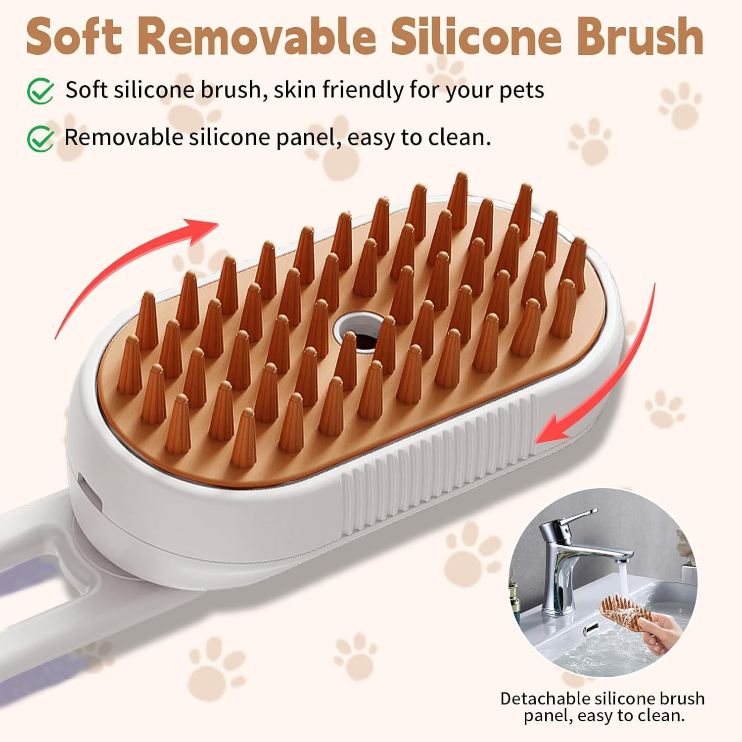 Cat Brush with Steam, 3-In-1 Steam Brush Cat Steamy Brush Cat Steam Brush for Cats with Spray Cat Brush with Water Cats Steam Brush Care Brush for Cats and Dogs for Hair Removal image number 3