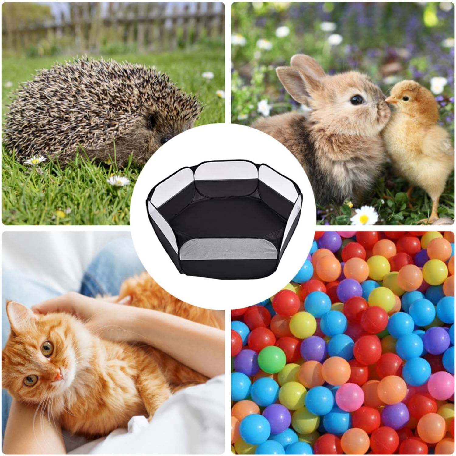 Hamster Playpen, Foldable Small Animal Playpen, Pop up Play Pen Hamster Playground, Portable Indoor Outdoor Pet Exercise Fence for Hamster, Guinea Pig, Rabbits, Chinchillas and Hedgehogs