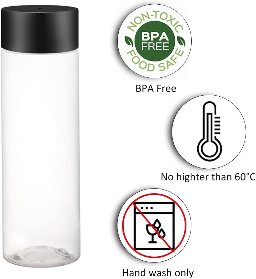 24 Pack 12 OZ (350 Ml) Clear PET Plastic Juice Bottles with Caps- - Plastic Smoothie Bottles-Reusable Bulk Beverage Containers with Lids for Juice, Milk and Other Beverage image number 2