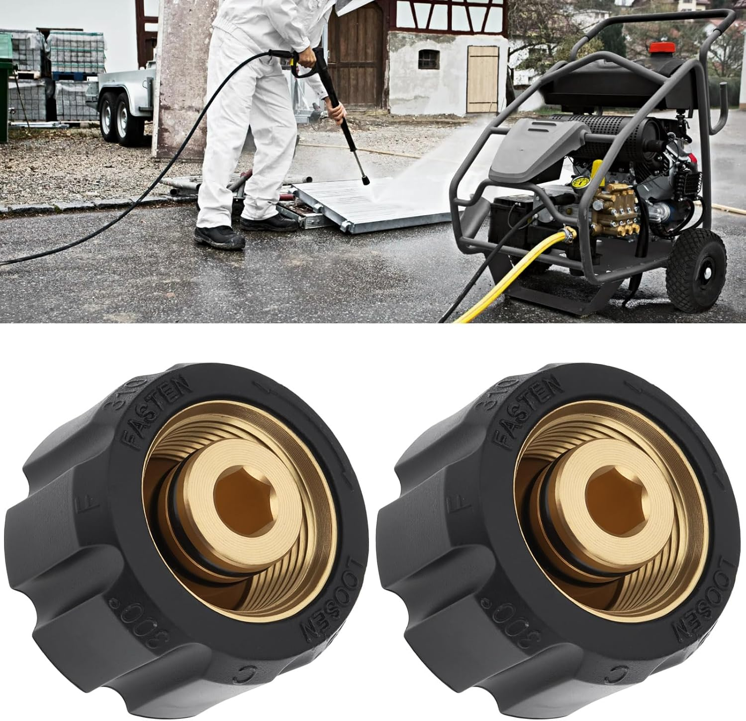 2Pcs M22 Female to 1/4" AG Pressure Washer Adapter Fitting Compatible with K&auml;rcher image number 2