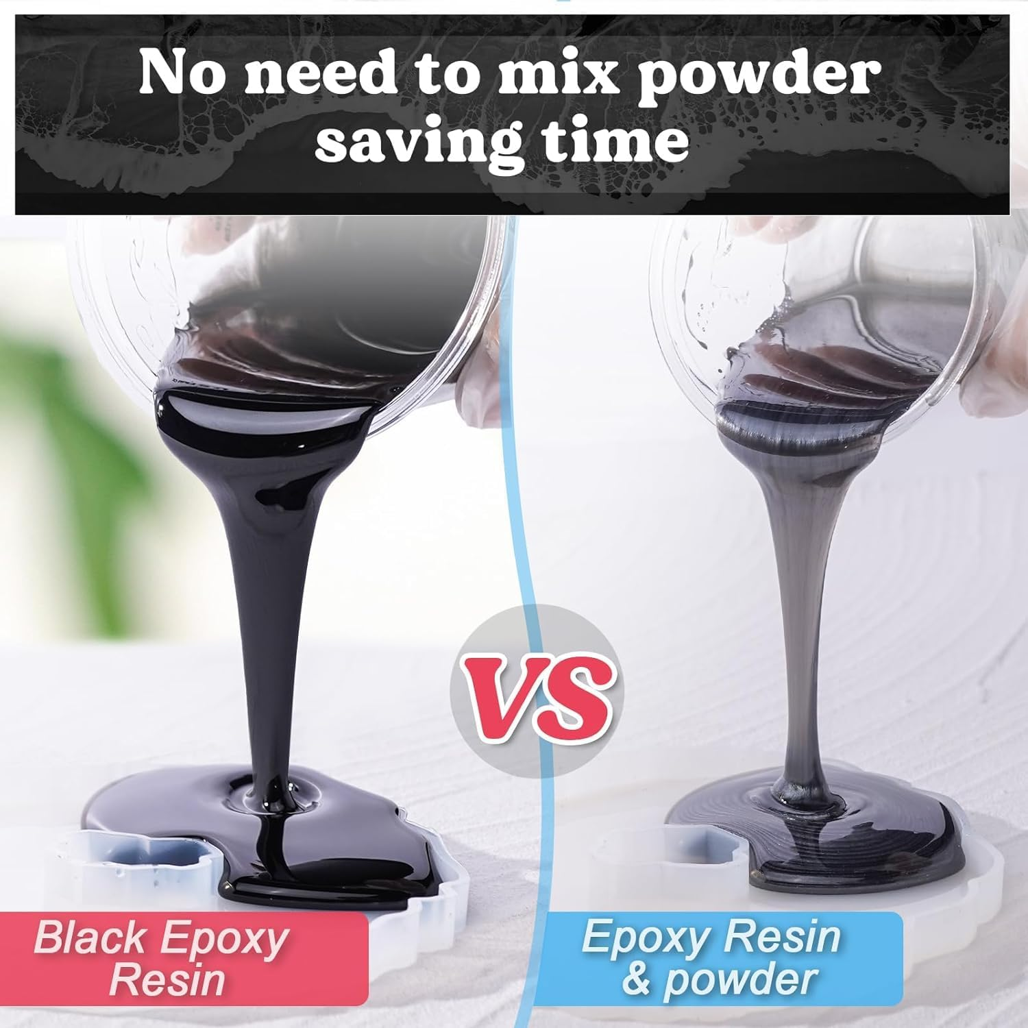 SANAAA Epoxy Resin Black474Ml,Glossy Bubble Free Epoxy Resin,Table Top Epoxy Resin for Arts and Crafts,Casting,Diy,Resin Art,Moulds,Jewellery (237Mlx2) image number 2