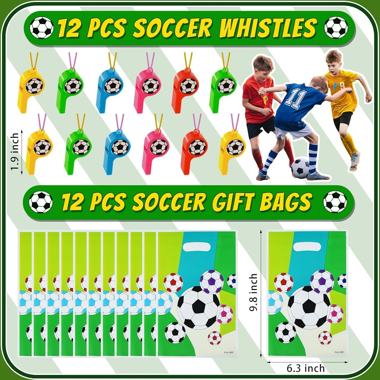 XUANZHI 120 Pcs Soccer Party Favors Set with Soccer Goodie Bags Soccer Slap Bracelets Puzzle Toys Soccer Stickers Whistles Soccer Party Supplies Soccer Party Decorations image number 1