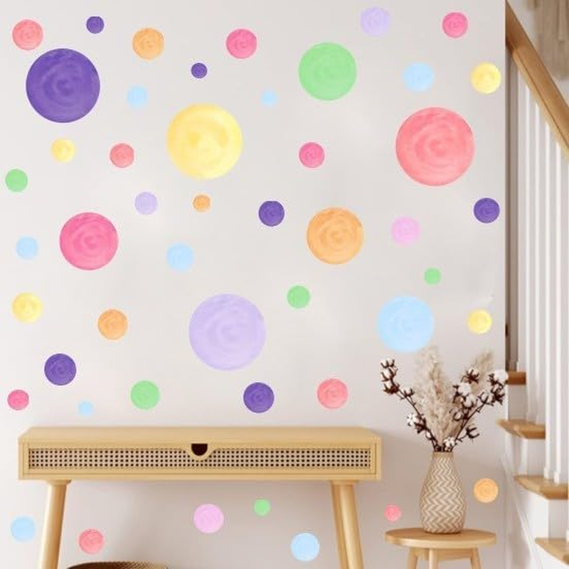 Vomika Polka Dot Wall Decals, Removable Colorful Circles Wall Stickers, Peel and Stick Art Wall Decor Mural, for Kids Bedroom Nursery Playroom Classroom Living Room Decor image number 4