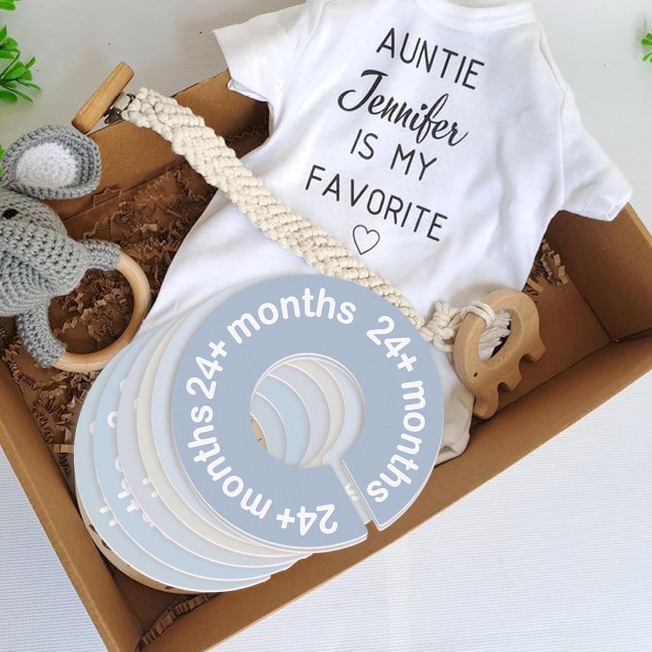 Baby Closet Dividers for Clothes 0-24 Months, 8 Pack Mini round Size Markers, Double-Sided, Fits Most Rods, Blue Nursery Clothing Organizer & Wardrobe Decor