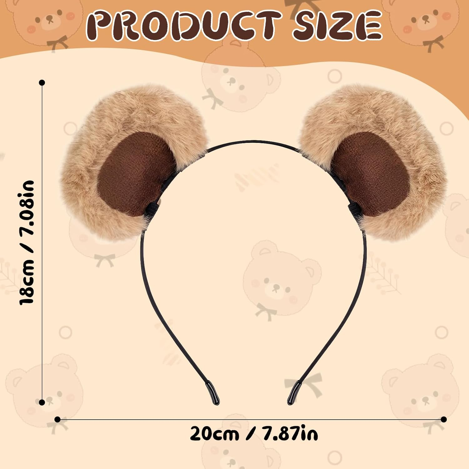 Fayrvind Bear Ears Headband Cute Plush Cartoon Animal Ear Costume Accessories for Halloween,Party,Daily Dress up Costume Headwear and Wear for Makeup Washing Face