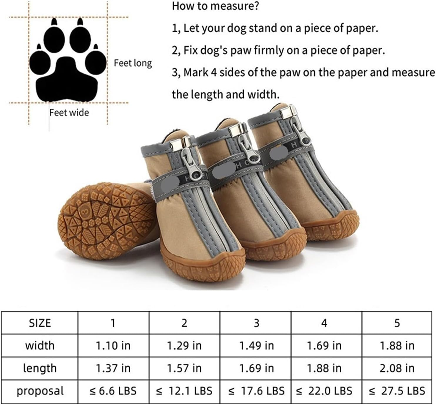 Dog Shoes Pet Dog Shoes Sports Mountain Wearable Pets PVC Soles Dog Boots Small Medium Large Dog Warm (Color : Yellow, Size : Size5) image number 3