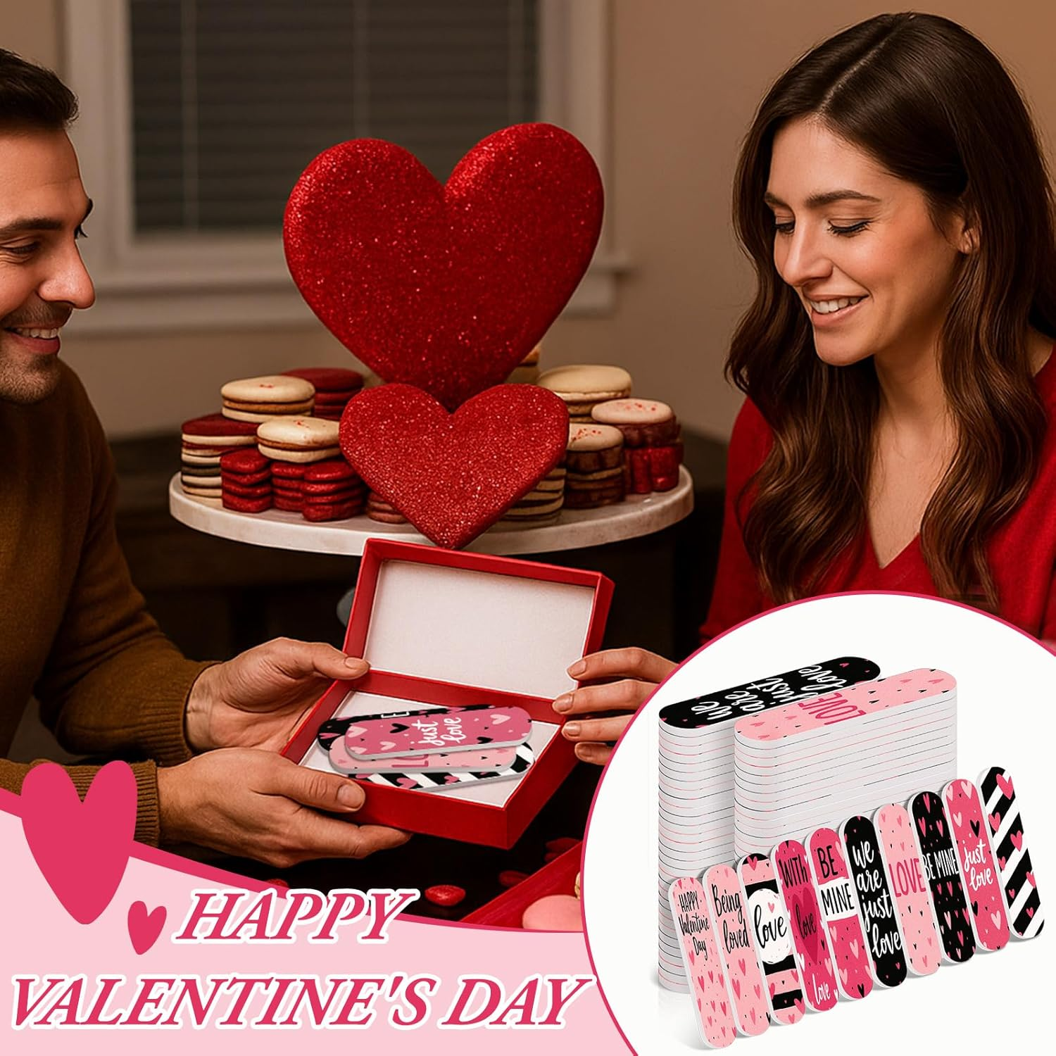 Lanties 50 Pcs Valentine'S Day Mini Nail File Exchange Gifts Bulk for Women Double Sided Love Nail Files Mini Thank You Red Emery Boards Manicure Tools for Valentine'S Day Favors Gifts Supplies image number 5