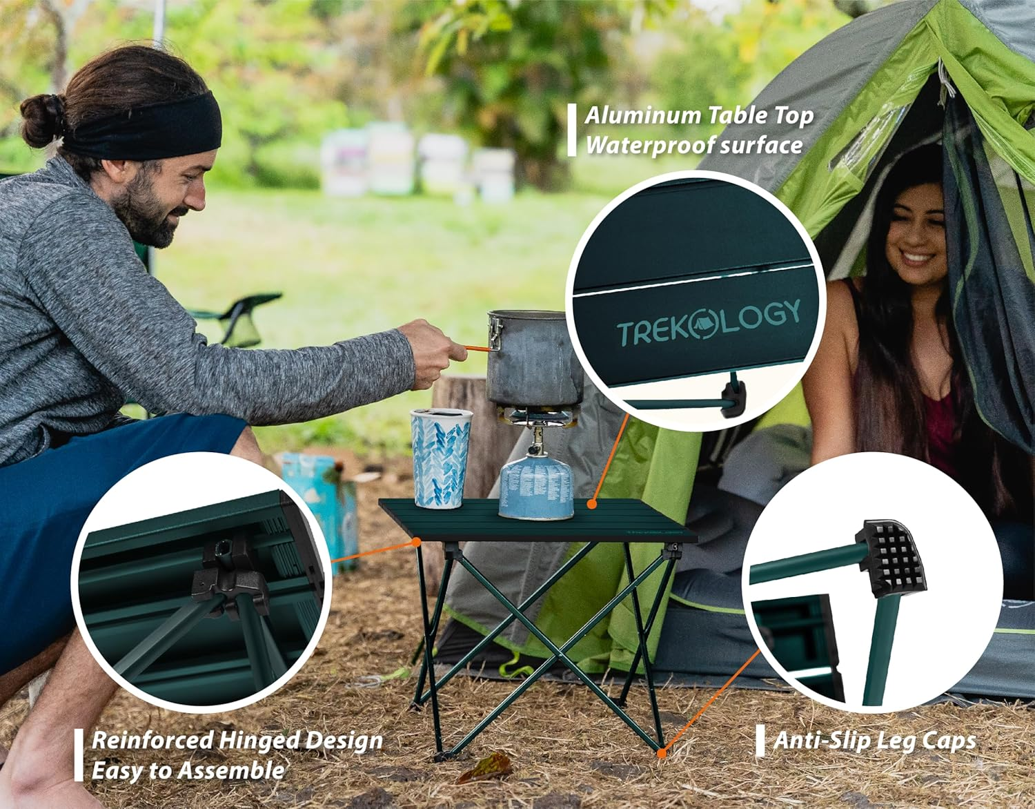 TREKOLOGY Portable Camping Table &ndash; Lightweight Aluminium Folding Table with Carry Bag for Outdoor, Picnic, Beach, Hiking, BBQ, and Travel &ndash; Compact & Sturdy Design image number 1