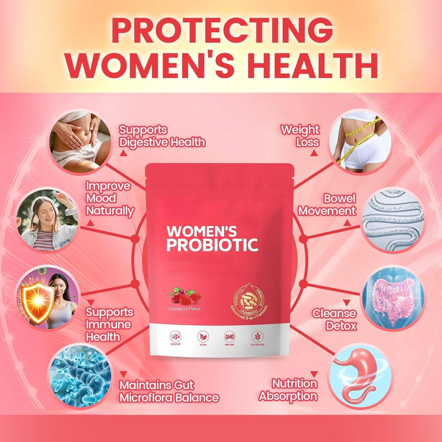 Women Probiotic, Feminine Balance Ph, for Healthy Odor, Yeast Balance and Flora + Vitamin C for Immune Support