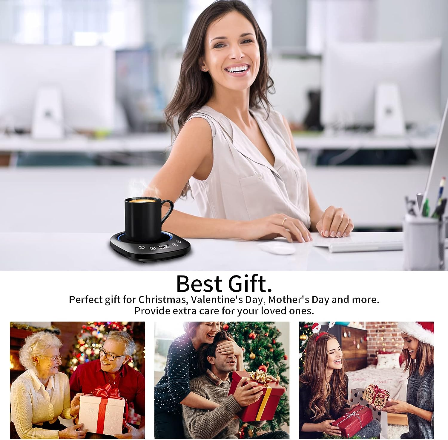 Coffee Mug Warmer Electric Cup Warmer for Office Desk Use Auto Shut off Temperature Settings 9 Hour Timer Settings Smart Coffee Warmer Plate Milk Tea Water(No Cup) image number 3