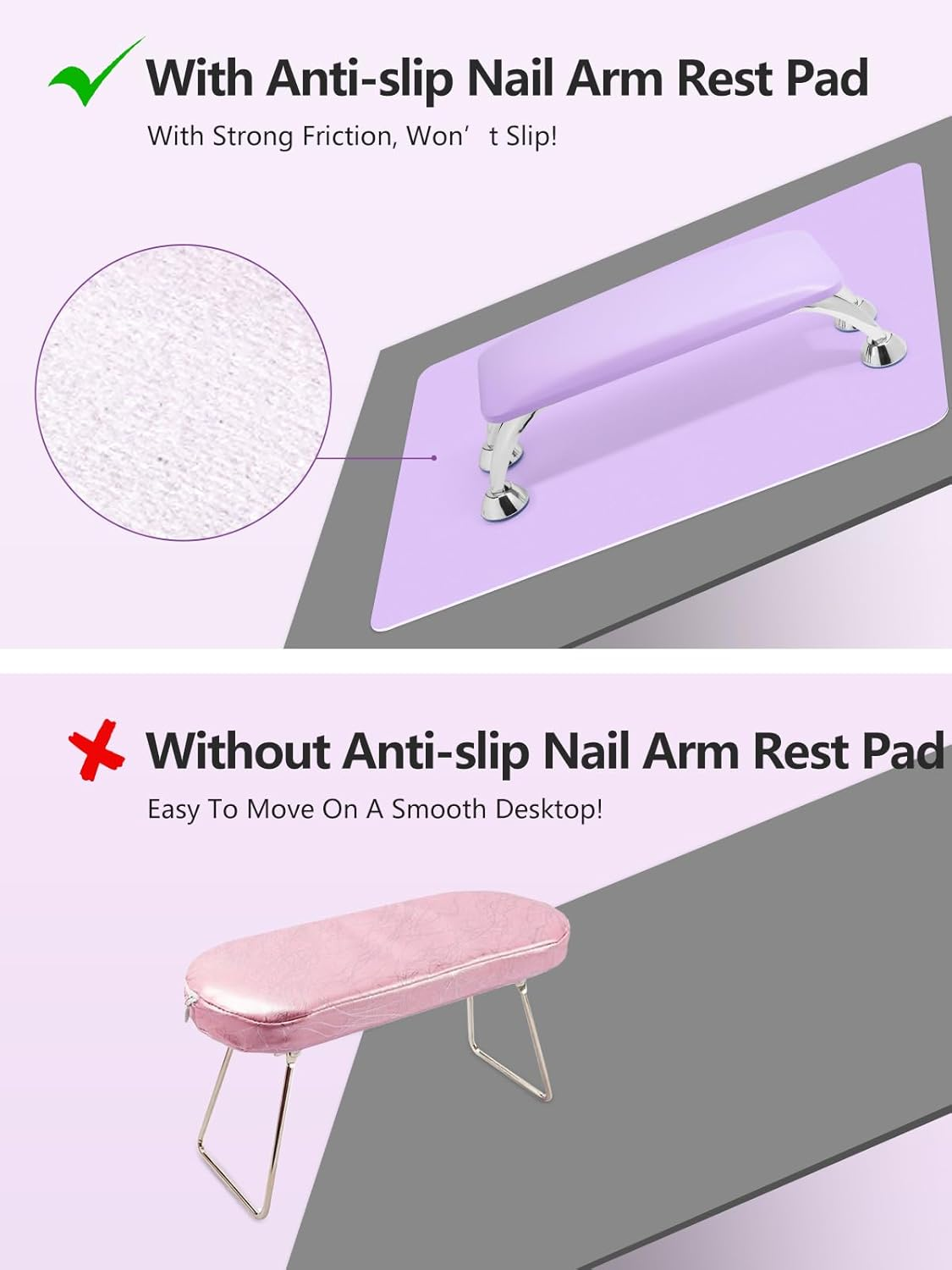 (MAT ONLY) Nail Art Table Mat, Nail Arm Rest Pad for Acrylic Nails, Soft Microfiber PU Leather Nail Mat for Table, Foldable Nail Hand Rest Pillow Manicure Pad, Acrylic Nail Desk Mat for Nail Cushion image number 6