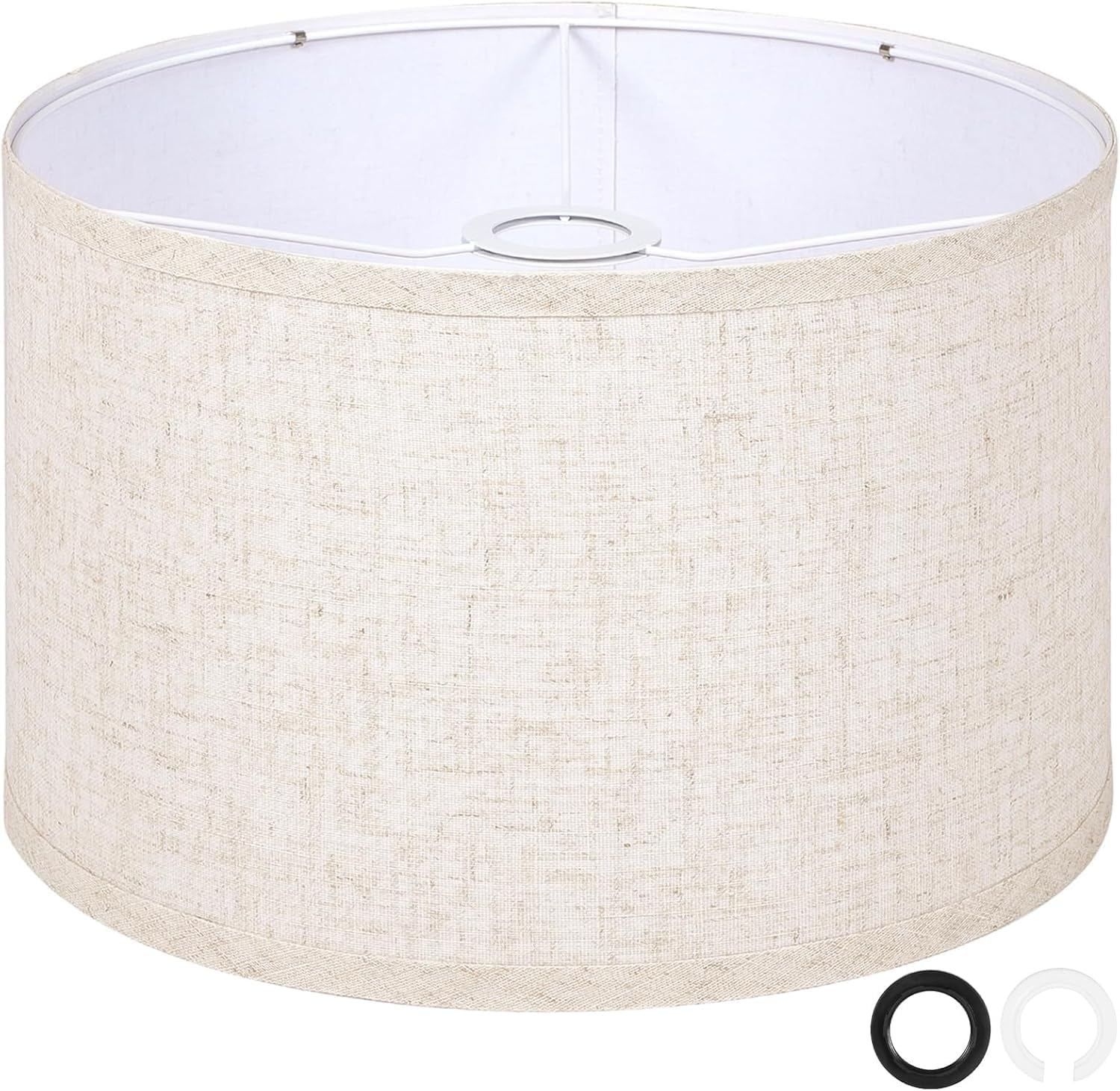 OUTON Beige Large Drum Lamp Shades for Floor Lamps, 17.5" Top X17.5 Bottom X 10" High, Easy to Assemble, Floor Lamps & Torchieres, Replacement Linen Lampshades for Bedside Lamp (1.65" Spider)