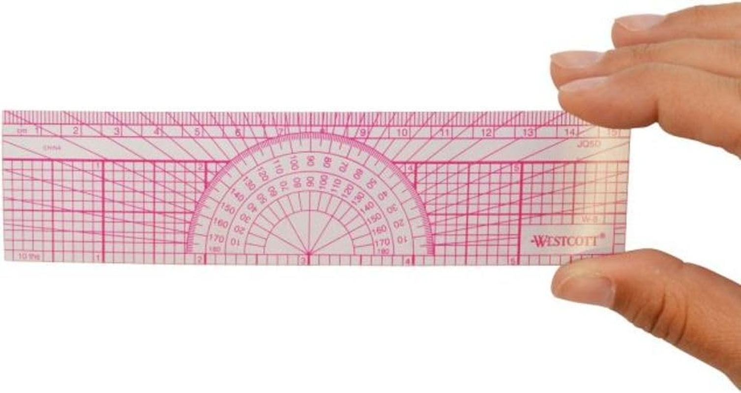 Westcott Engineers' Protractor Ruler, 6", 15Cm, Transparent (W-8) image number 2